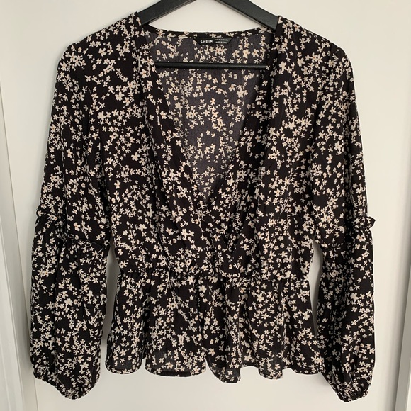 Ditsy Floral Print Peplum Blouse - Picture 3 of 3